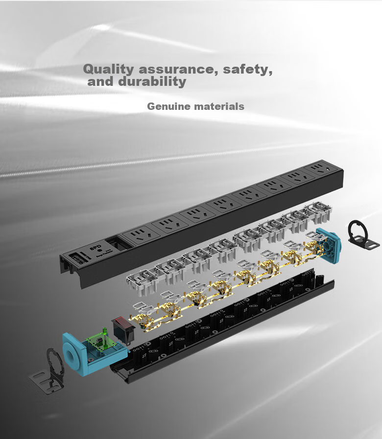 Kyfen PDU Cabinet Socket, 8-Outlet Master Control, 10A, 3 Meters, Lightning Protection, 1.5mm Flat Cable Diameter, 42mm Large Spacing, 360° Rotating Bracket, High-Power Socket 10