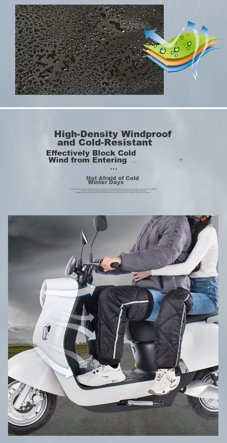 BWNK Winter Motorcycle Knee Pads, Electric Bike Bicycle Warm Cotton-Lined Leg Guards, Cold-Proof Cycling Protection for Men And Women, 60cm 8