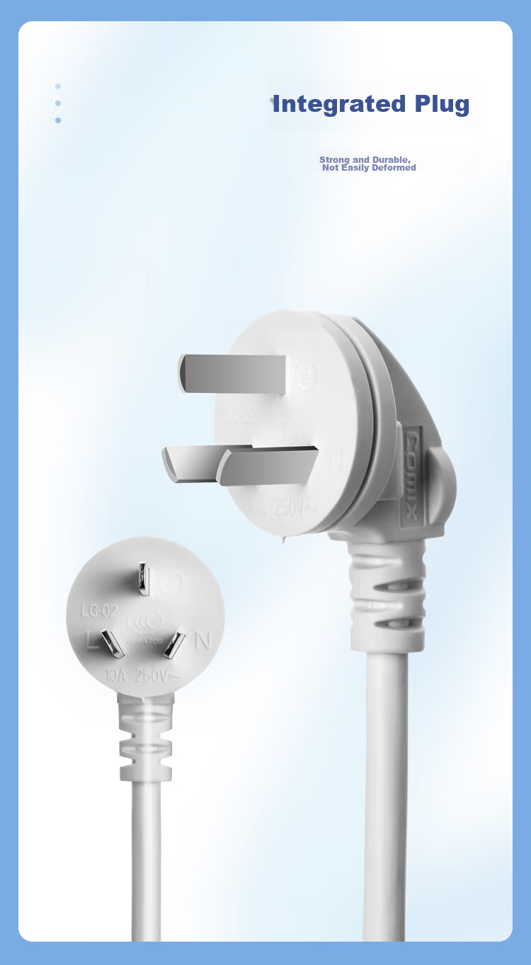 COMIX Power Strip/Extension Cord/Surge Protector with Independent Switches for Home Use, Children's Protection, 3 Outlets with Separate Control, 3 Meters Long, White, LCE-1528F 7