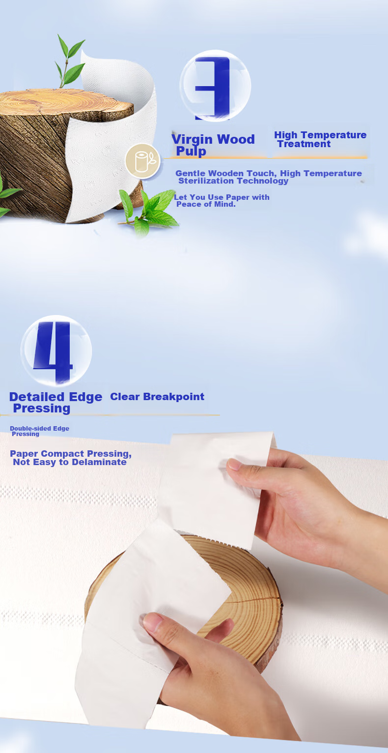 Feiyu Core Large Roll Toilet Paper, 3-Ply, 600g*12 Rolls, Commercial Bulk Paper Roll, Hotel Toilet Paper, Whole Box Sales, ZB011 5