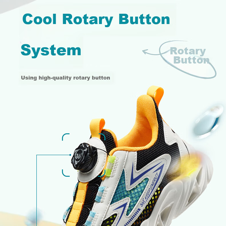 361° Children's Shoes, Kids' Running Shoes for Summer, Boys And Girls Aged 3-14, Large Mesh with Rotary Knob, White, Size 35 10