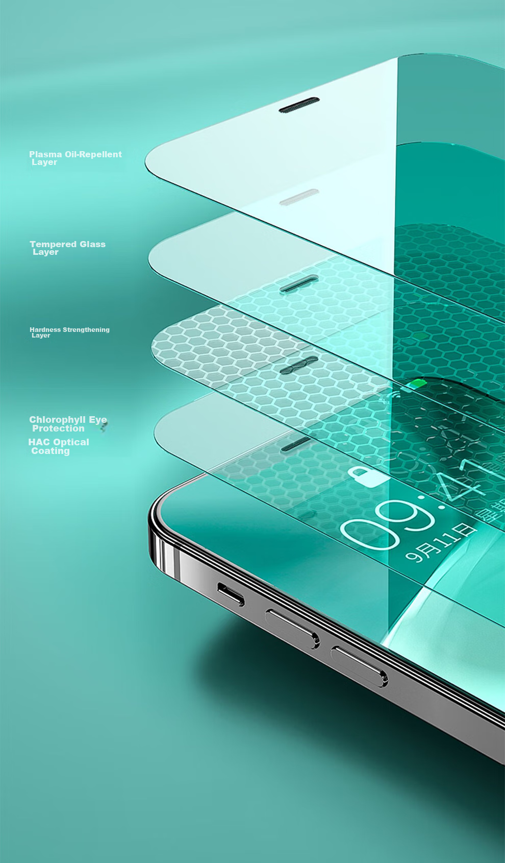 BIAZE [Triple Enhanced] Tempered Glass Screen Protector for IPhone 12/Pro, IPhone 12/Pro Phone Film [2 Pieces Eye Protection] Green Light Full Screen Ceramic Crystal Anti-Blue Light Film JM764 14