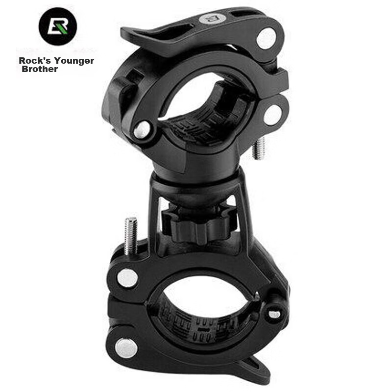 ROCKBROS Bicycle Light Mount, Flashlight Clamp, Front Light Bracket, Fixed Mount, Lamp Holder, Motorcycle Riding Accessory, Black