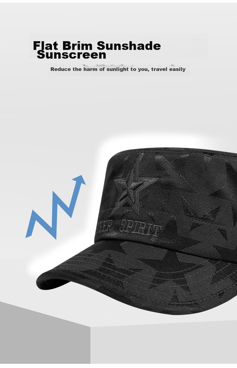 JEEP Men's Baseball Cap Four-Season Versatile Duckbill Casual Outdoor Flat Top Hat A0160 Dark Blue 6