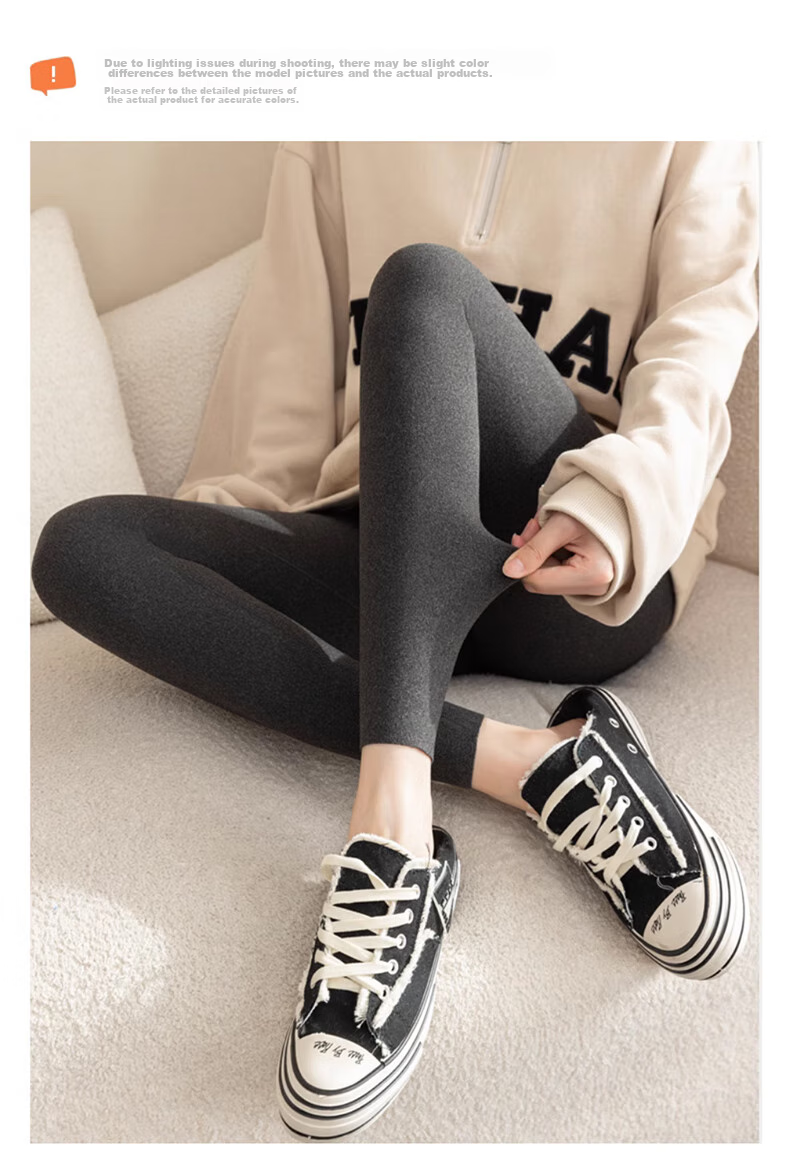 Langsha Women's Autumn Winter Fleece-Lined Thermal Leggings High Waist Slim Thickened Cotton Pants 13