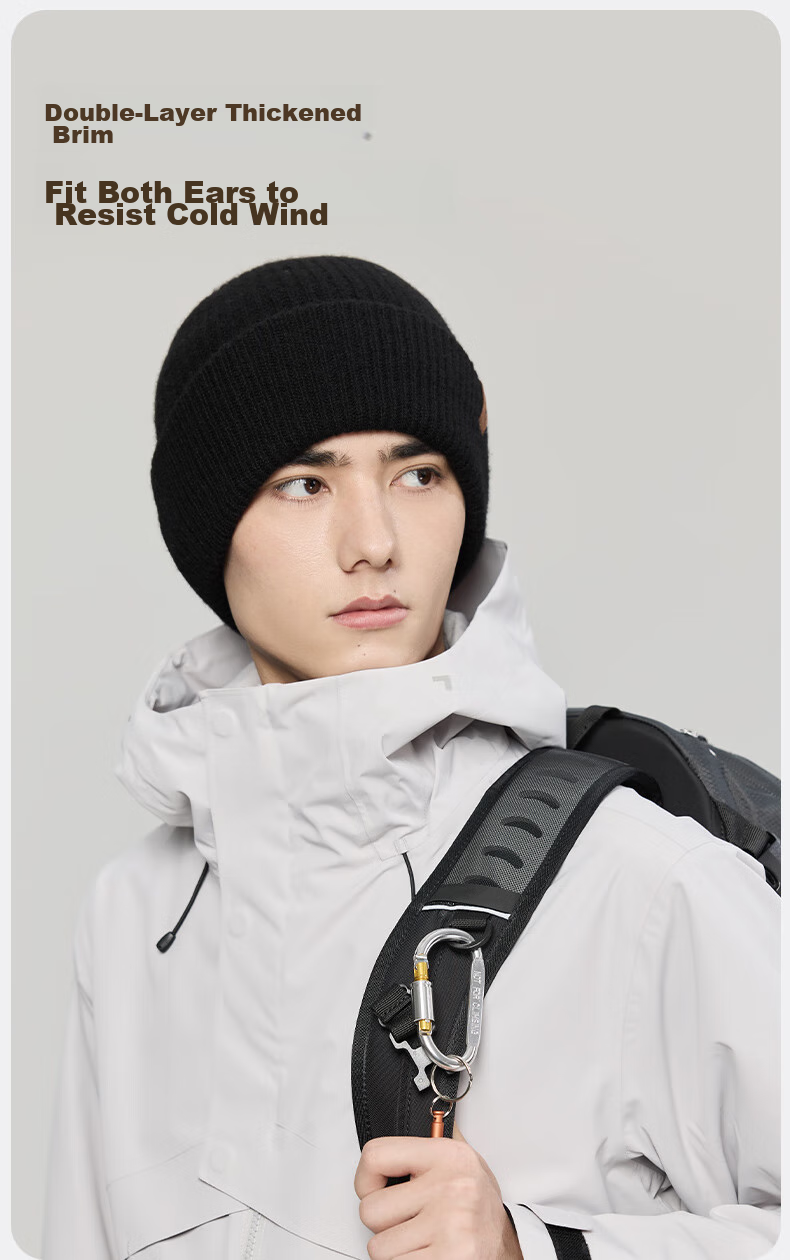 MISSION UV Pure Wool Warm Knit Hat, Autumn And Winter Thickened Knitted Cap, Cold Hat, Winter Hat, Outdoor Ear Protection Cold Cap, Men's Winter Hat 6