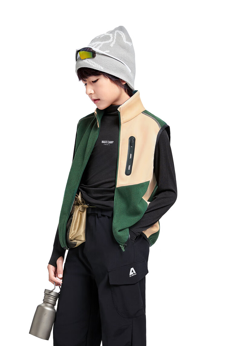 Annil Children's Clothing, Boys And Girls Stand-Collar Vest, 2024 Autumn New Style, Amber Brown, Size 140 6