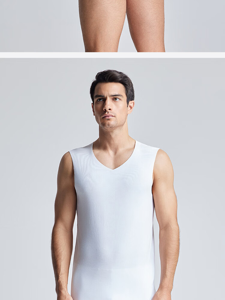 AIMER MEN Men's Modal Wide-Shoulder Undershirt, 3A Antibacterial Seamless Inner Layer, White, Size 170 14
