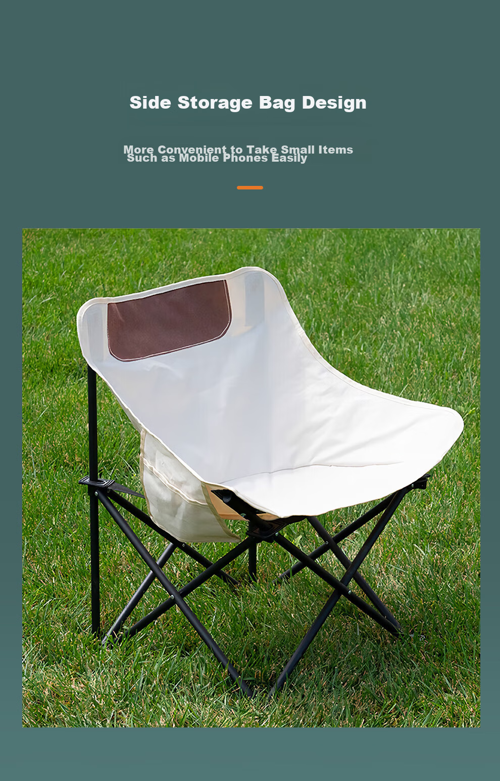 Jiuqiangu Outdoor Portable Folding Chair, Camping Lounge Chair with High Backrest, Director's Chair, Fishing Stool 2822 4