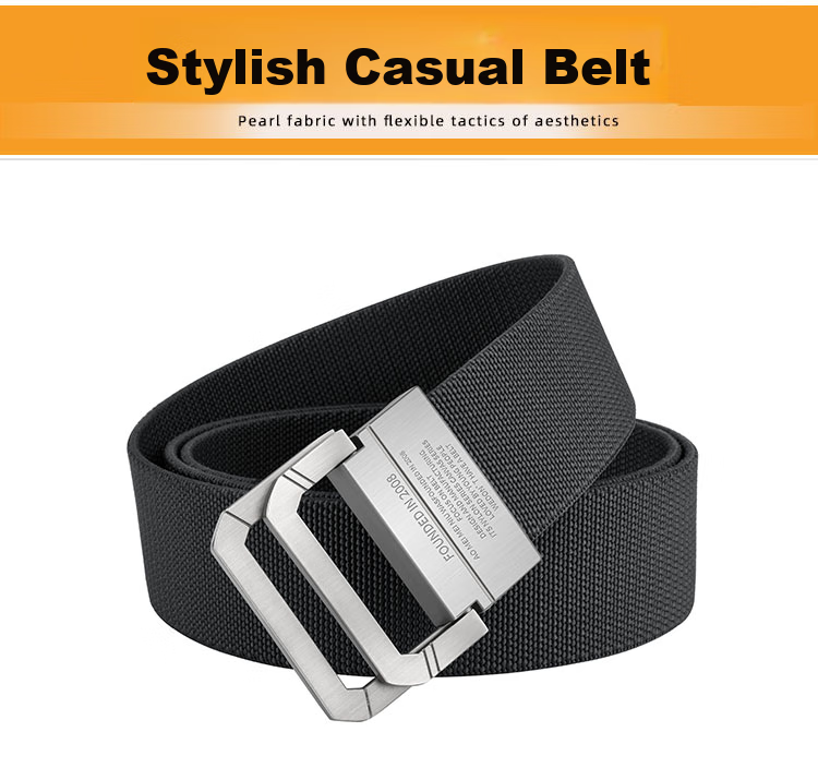 HALFEEL Men's Canvas Double-Ring Buckle Belt, Elastic Waistband for Outdoor Activities, Suitable for Young Men And Students, Military Training Pants Belt, Gift Idea 3