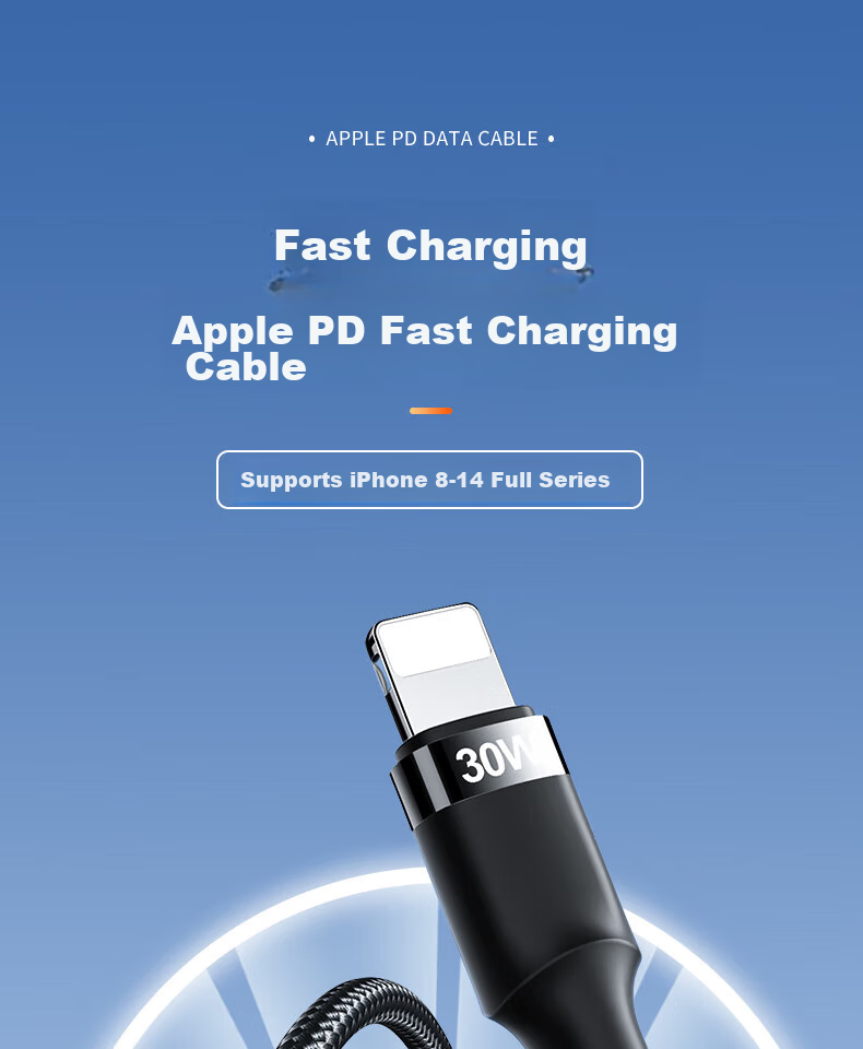 Nengshi Apple Charging Cable, IPhone 14 Data Cable, PD Fast Charging Cable, 30W Charger Cable, Suitable for 13 Pro Max/12 Plus/11 XS Phones, Charging Cable 2 Meters Black 1