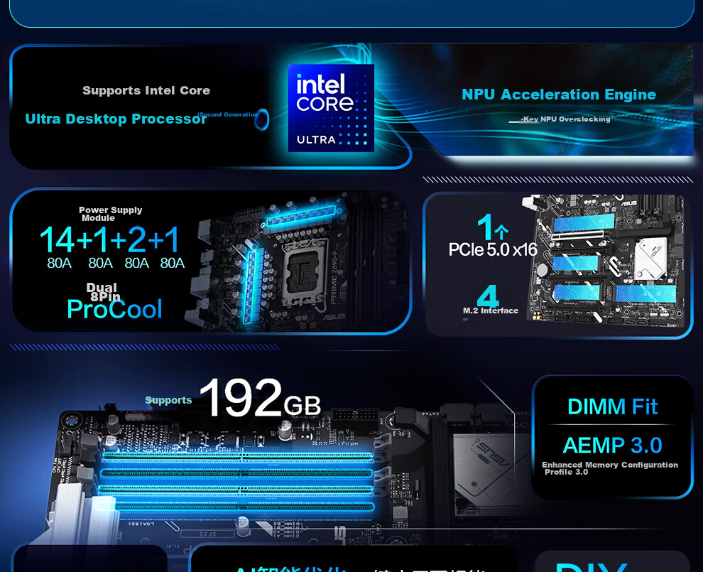 ASUS ProArt Z890-CREATOR WIFI Creative Motherboard Supports CPU 285K/265K/270K (Intel Z890/LGA 1851) 3