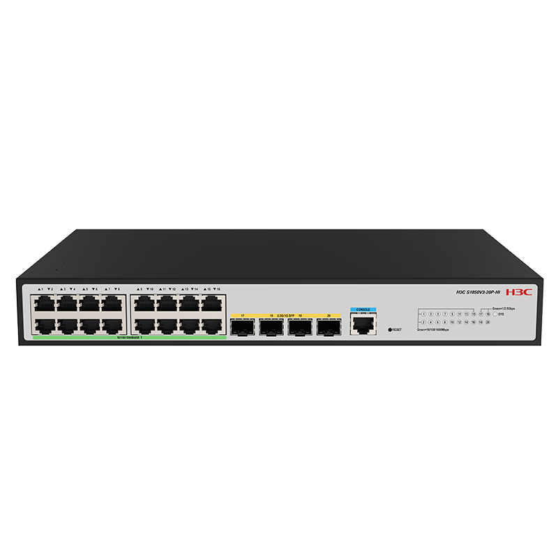 H3C 16-Port Gigabit Ethernet + 4-Port 2.5G Optical Layer 2 Web-Managed Enterprise Network Switch Visual Management/IPv6/Rate Limiting/VLAN S1850V3-20P-HI