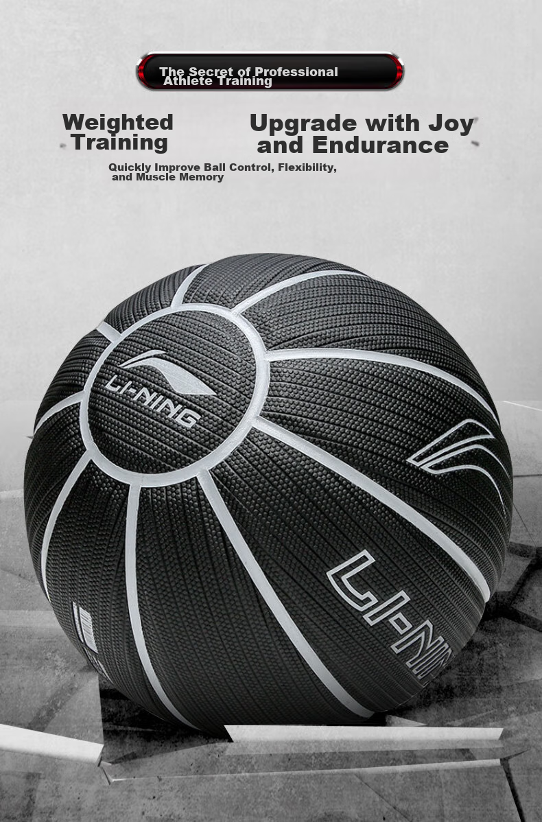 Li-Ning 957 Basketball, Outdoor Dust-Proof, Wear-Resistant, Non-Slip, Cement Court, Size 7, for Adults And Students, 20K Competition Special Gift, Blue Ball 8