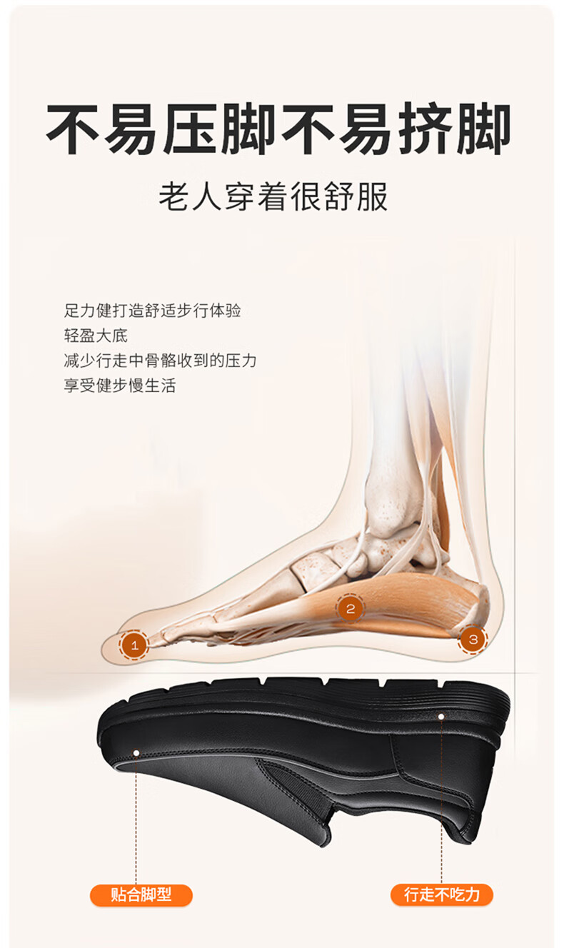 Zulijian Elderly Shoes, Autumn Slip-On Soft-Soled Leather Shoes, Casual Shoes for Middle-Aged And Elderly Men, Dad Shoes, 6116K Black, Size 45 4