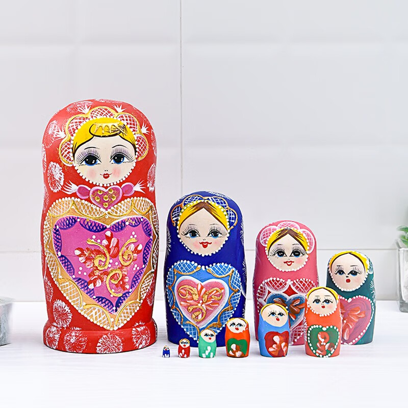 Huashimeng Russian Nesting Dolls Wooden 10-Layer Cartoon Doll Toy for Boys And Girls, Birthday And Holiday Gift