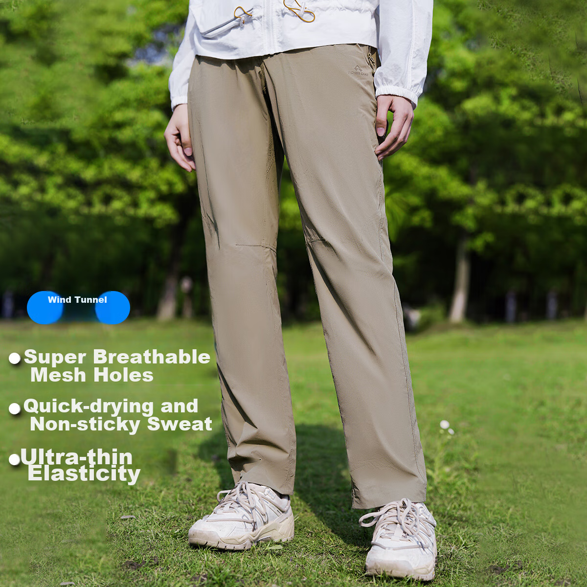 Pioneer Camp Windproof Outdoor Pants for Women, Summer Lightweight Sports Hiking Climbing Trousers, Breathable Water-Repellent Casual Straight-Leg Long Pants