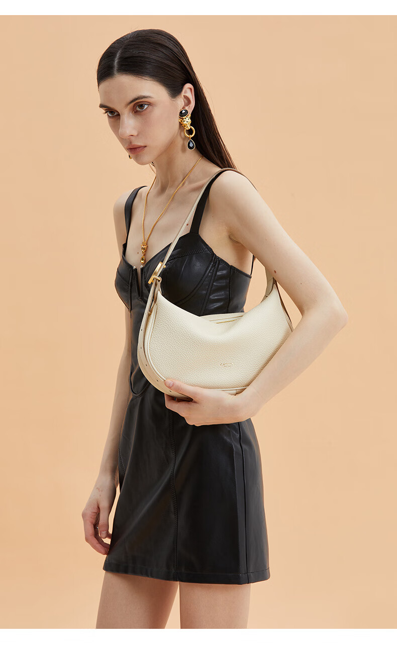 CASSILE Women's Handbag, Top-Grain Leather, Crescent Moon Design, Underarm Crossbody Bag, Practical Gift for Wife on May 20th 6