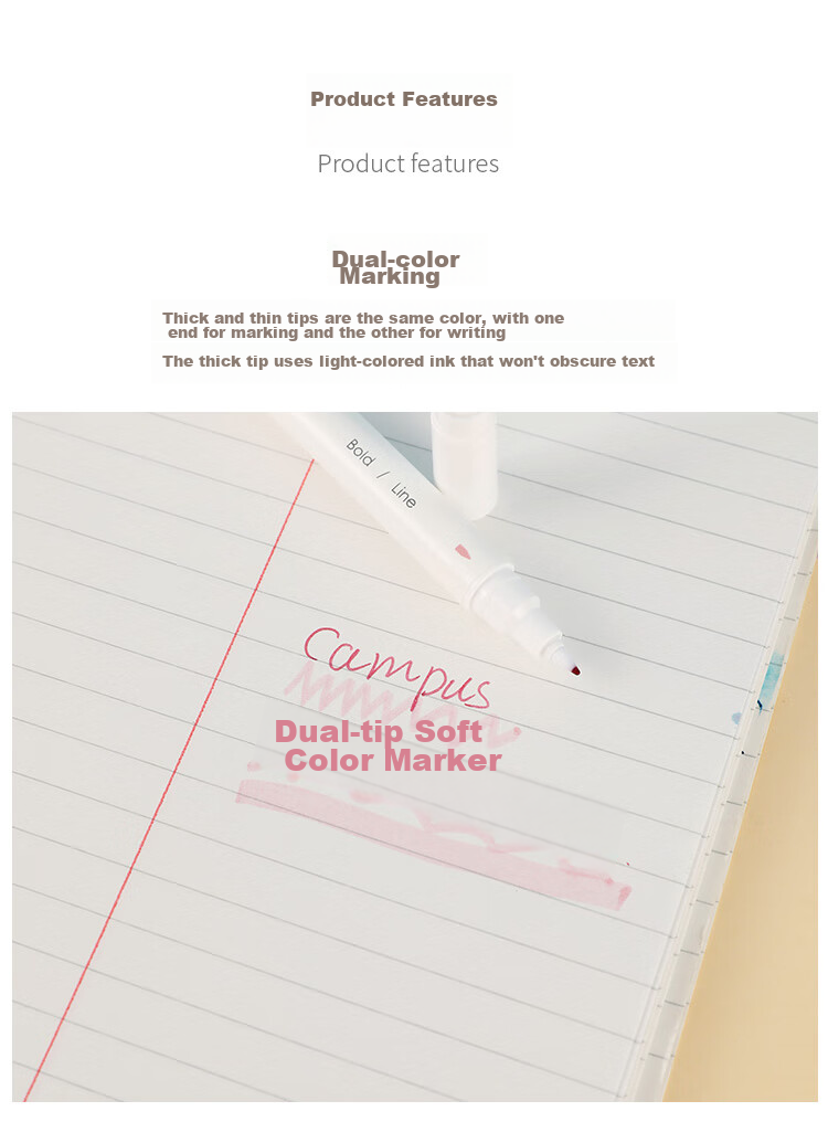 KOKUYO Campus Soft Dual-Tip Highlighter Pen for Students, Light Gray/gray, 1 Pack, WSG-PMW102M 5