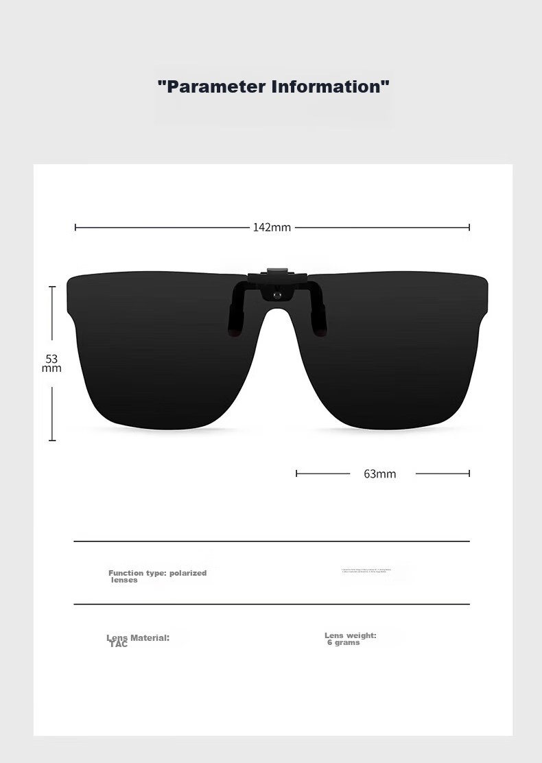 LOVECRAFT Myopia-Specific Sunglasses Clip-Ons for Driving, Polarized Clip-Ons for Black Frames - Night Vision Lenses, Sunglasses with UV Protectio 9
