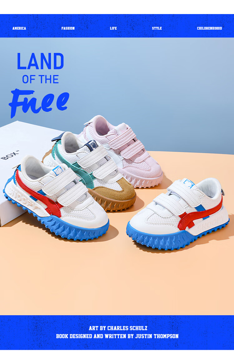 SNOOPY Children's Shoes, Kids' Sneakers, Boys And Girls Soft-Soled Running Shoes, Wear-Resistant Casual Shoes, 0020 White And Blue, Size 33 1