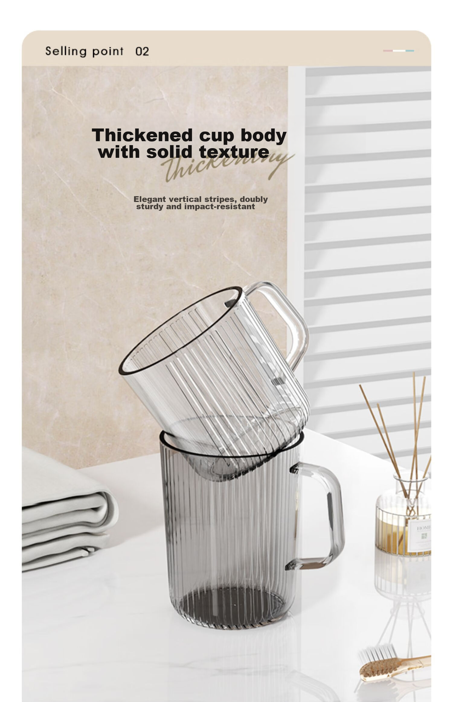 Bdo Mouthwash Cup, Pangdonglai Style Toothbrush Cup, Washing Cup for Adults And Couples, Thickened with Handle, Tooth Mug, 2 Pieces 2