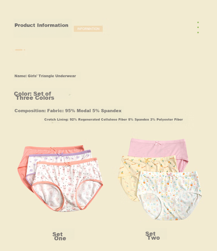 Hodohome Children's Underwear, Girls' 40S Modal, 3A Grade Antibacterial Crotch, Triangle Shorts, for Older Girls, Underpants, 002, 130 7