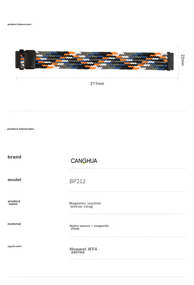 CangHua Compatible Magnetic Woven Watch Band for Huawei Watch GT7/7Pro/GT6/6Pro/GT5/GT5Pro/GT4/GT3Pro/watch6/6Pro/5/4Pro/3 15