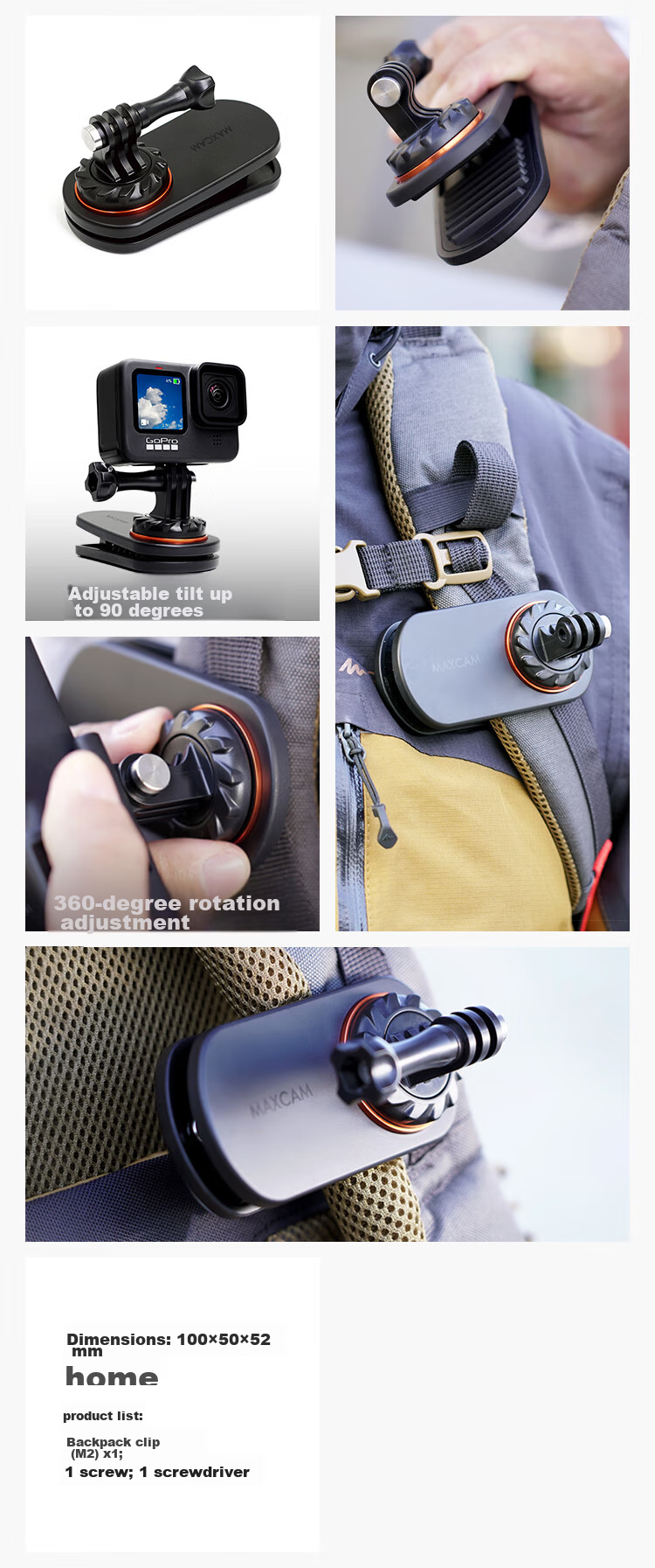 MAXCAM/Maisikamu Compatible with GoPro Ace Pro 2/GoPro 13/12/11/10/9/8/7 Action Cameras, Car Suction Cup Glass Mount, Vehicle-Mounted Bracket Accessories 4