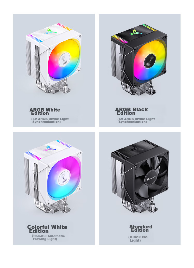 JONSBO CR-1400EVO Color Edition CPU Air Cooler (Nickel-Plated 4 Heat Pipes/RGB Lighting Effects/PWM Fan/130mm Height/Multi-Platform/Thermal Paste Included) 6