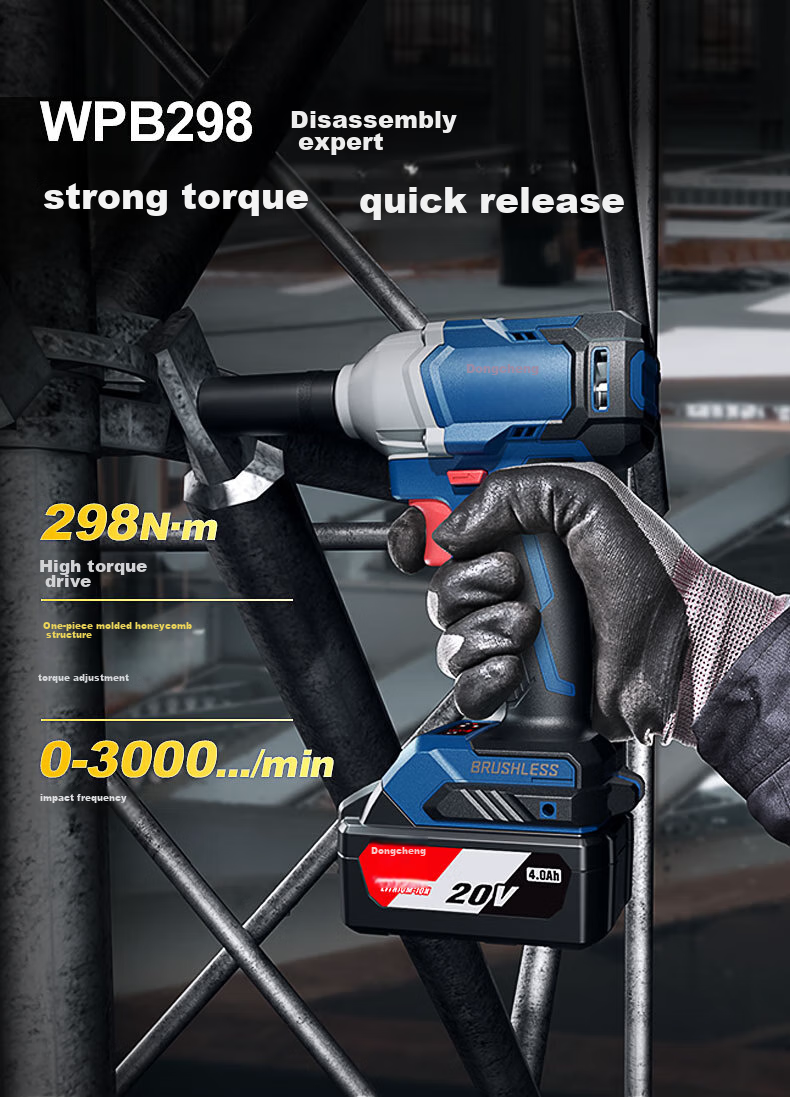 Dongcheng 20V Brushless Impact Drill, Electric Drill, Wrench, Four-In Lithium Battery Hammer Drill, Angle Grinder, Cutting Machine Package WCKIT18B 14