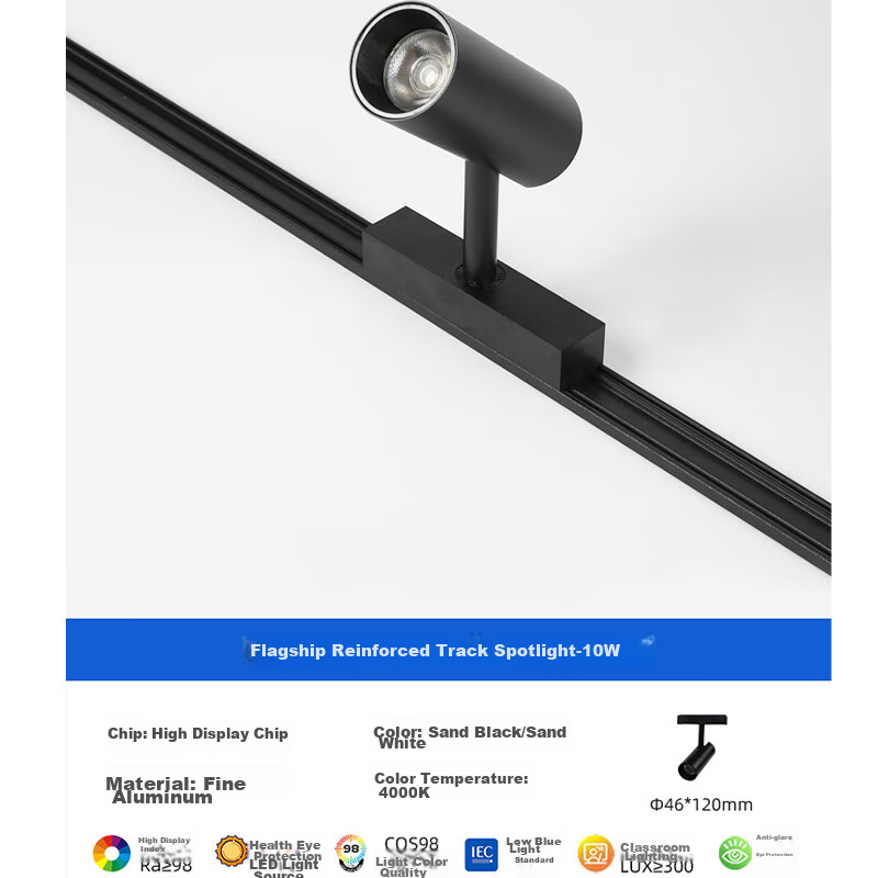 JIAOJIAOZHE Ultra-Thin Surface-Mounted Magnetic Track Light for Living Room, Linear Light for Home Use without Ceiling, No Main Light, 10W Track Spotlight