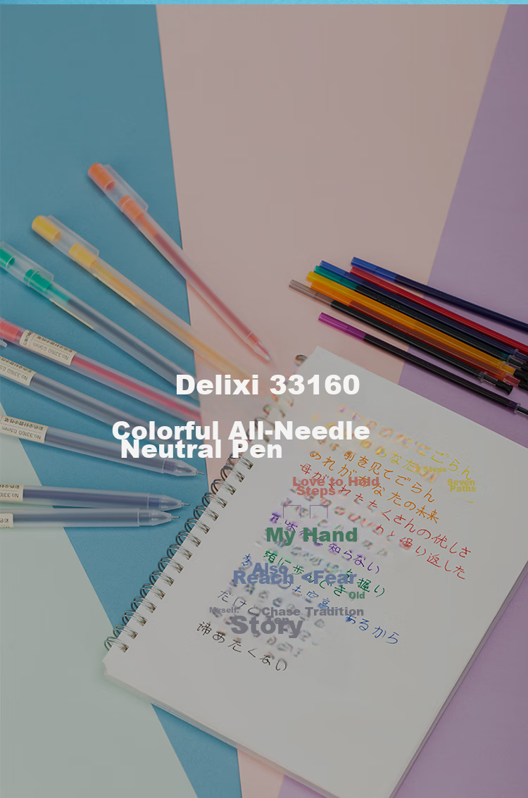 Deli Candy 8-Color Pull-Out Cap Colored Gel Pen Set, 0.5mm Full Needle Tube Signing Pens, Highlighters, Water-Based Pens for Journaling, 8 Pens + 8 Refills, 33160 9