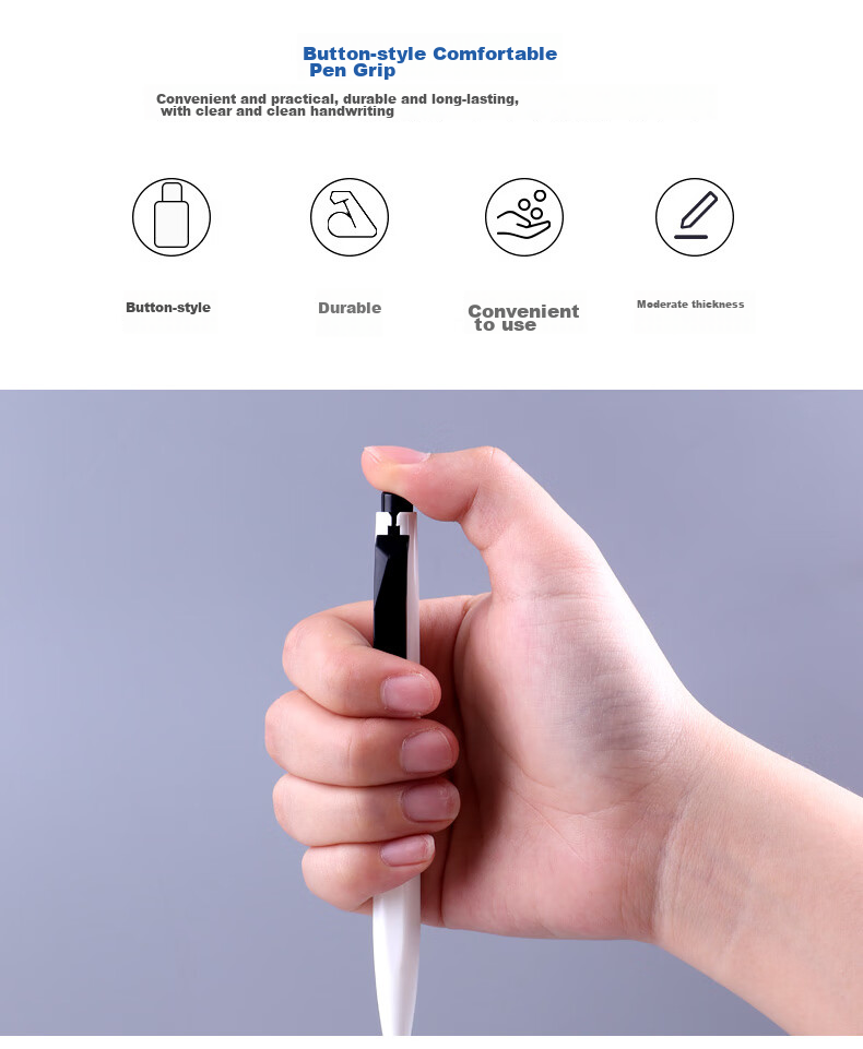 BAOKE B59 1.0mm Medium Oil Retractable Ballpoint Pen, White Barrel, Black Ink, 12 Pens/box 5