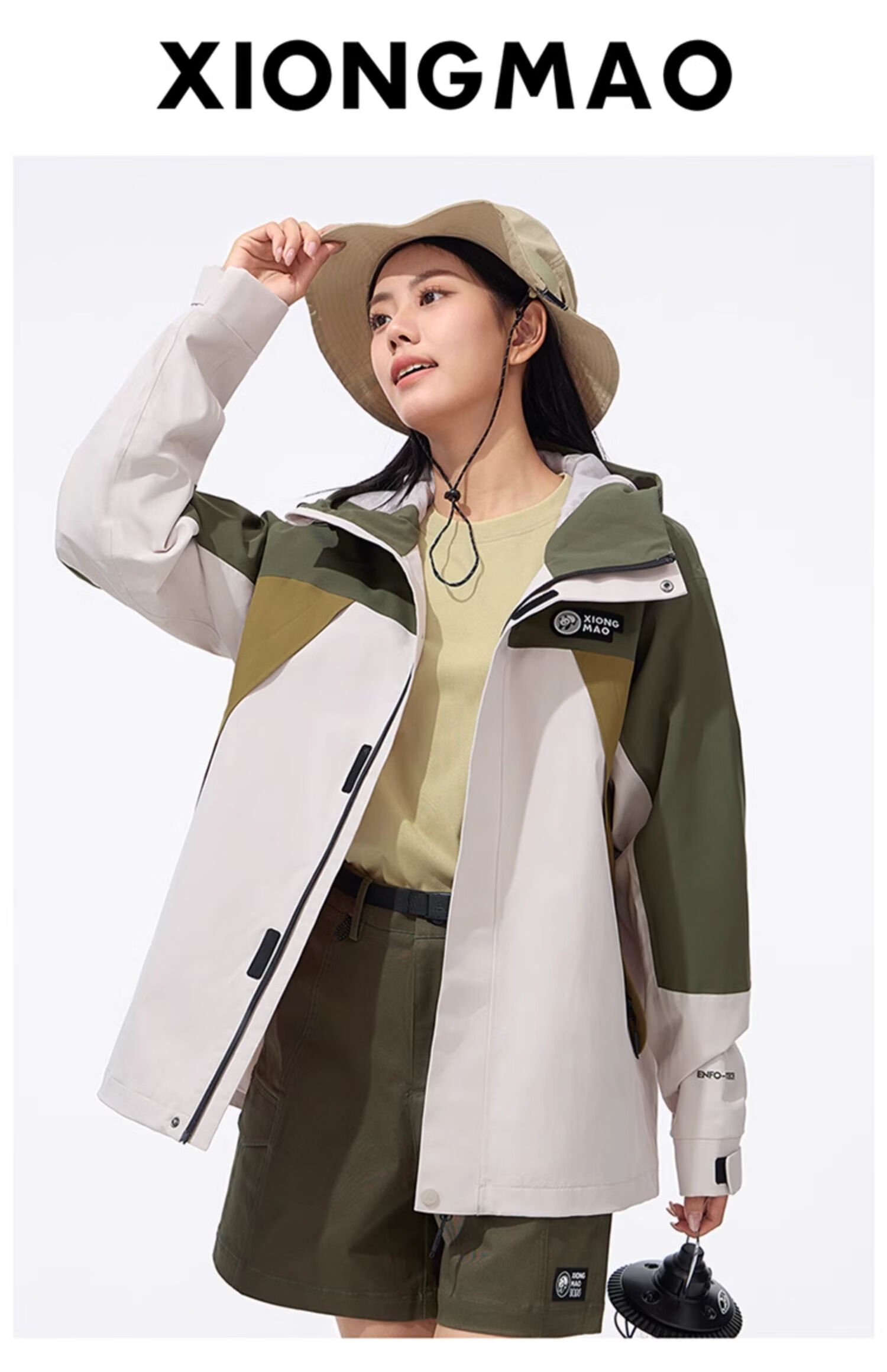CAMEL Outdoor Single-Layer Unisex Waterproof Hardshell Jacket with Color Block Design [Panda Series] A34BATR018 17