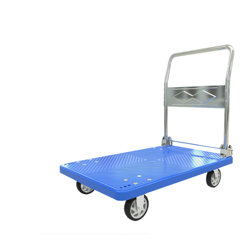 Adiya Folding Hand Truck Cart, 90x60cm, Four Steel Tubes, 900 Jin Capacity, Foldable Trolley, Blue