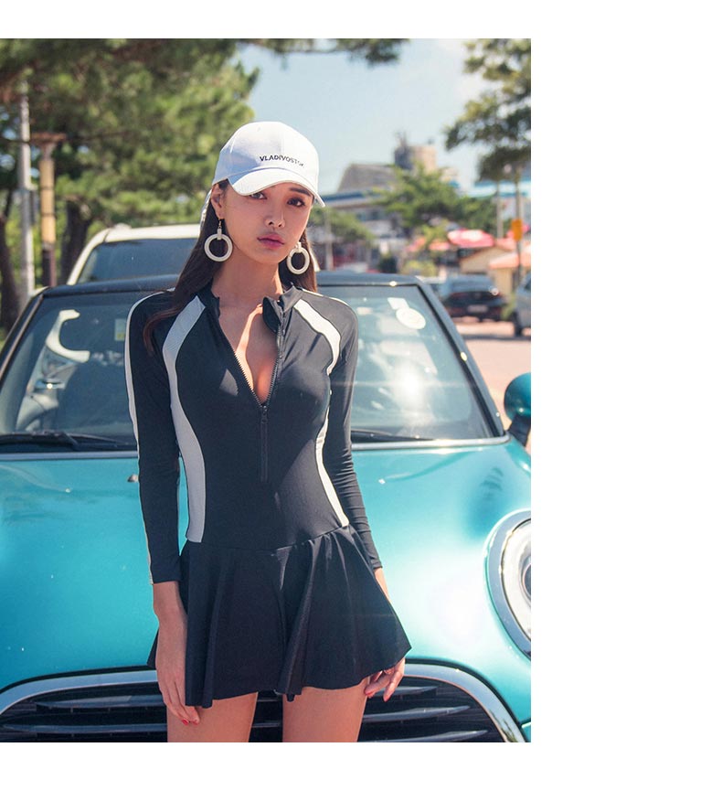 DK Swimsuit for Women, Small Chest, Sexy Push-Up, Korean Style, Conservative, Tummy Control, Slimming One-Piece Swimwear for Hot Springs, Black, XXL 11