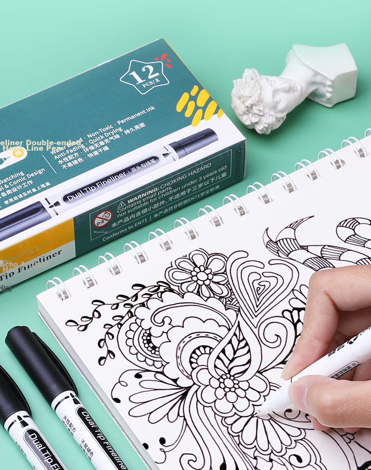 [Lowest Price Online] Mont Marte Yikou Series Dual-Tip Markers 12-Pack, Art Quick-Drying Markers, Outlining Pens, Needle-Tip Pens for Drawing And Design, Water-Based Pens ATOD-CM1205 Art Sketching 10