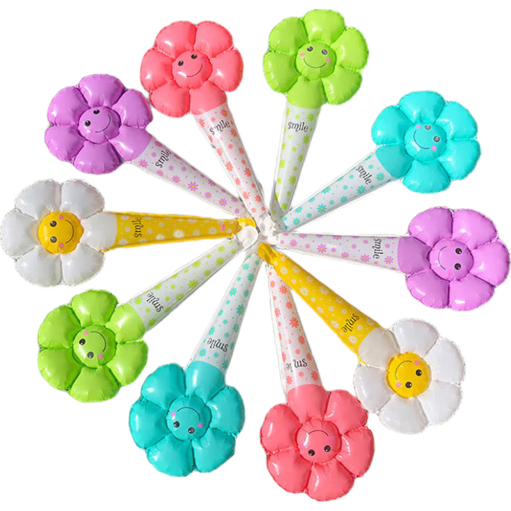 Jiayan Flower Handheld Balloon Stick, Autumn Sports Day Birthday Scene Decoration Photo Props, 5 Pieces
