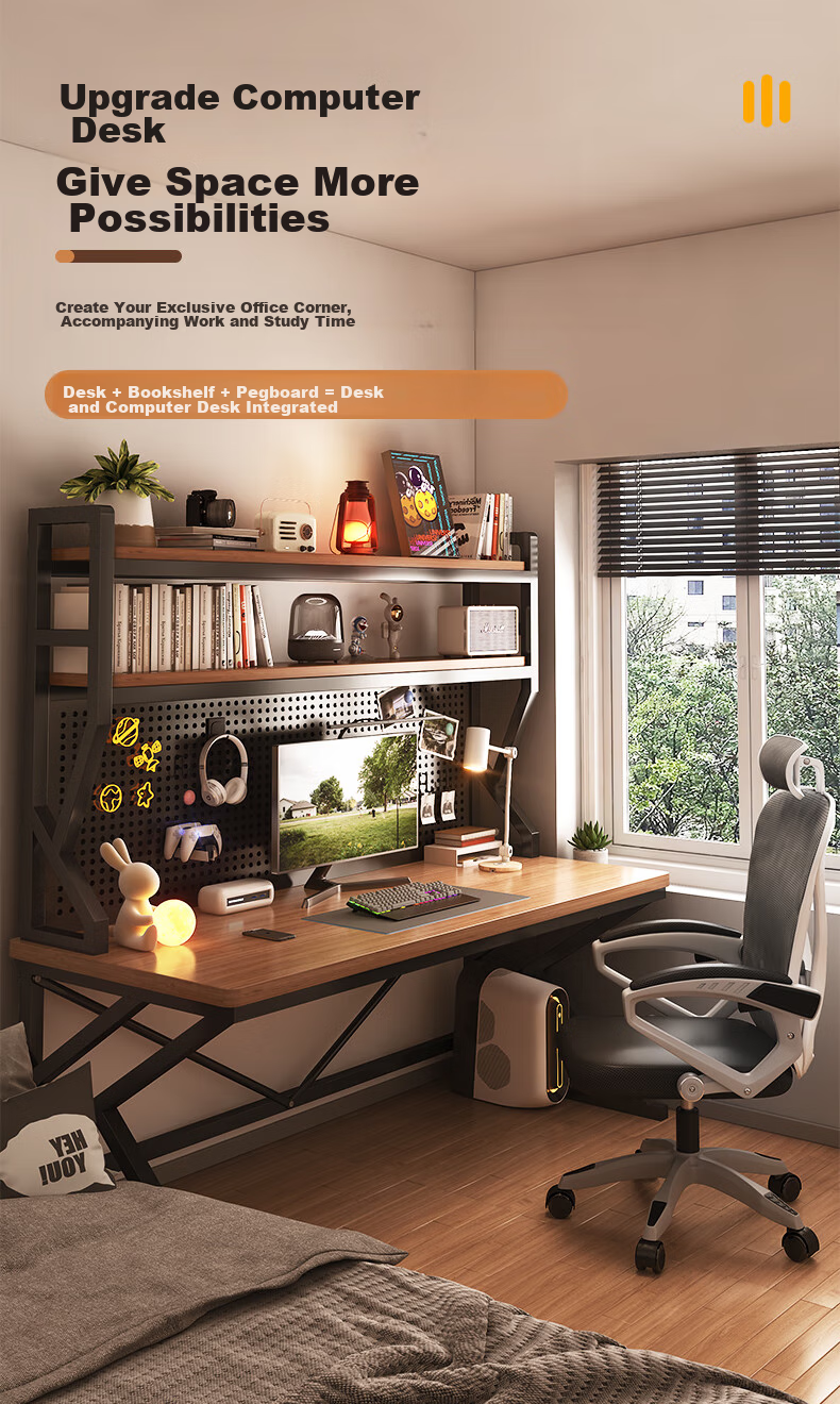 Quanpinwu Computer Desk with Storage, Gaming Desk, Study Table, Organizer Shelf, Pegboard Combination All-In Office Desk 5