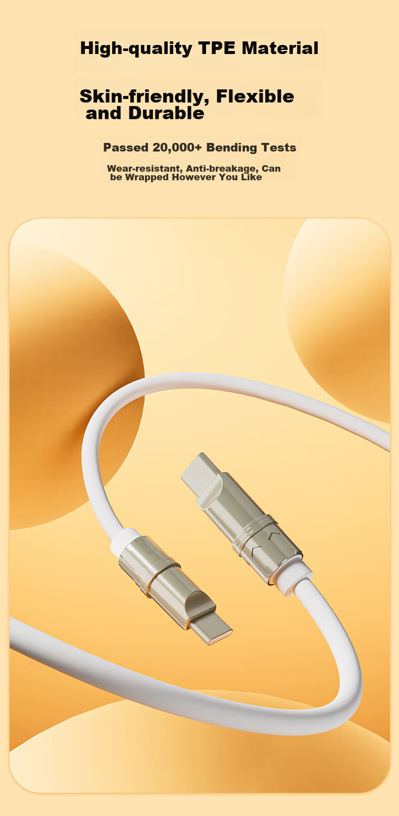 BIAZE Dual-Head Type-C Charging Cable PD60W Compatible with Apple IPhone 18 Pro Max 17/16/15, Huawei, Xiaomi, Android Phones, Fast Charging Data Cable for Tablets, 1.5 Meters 8