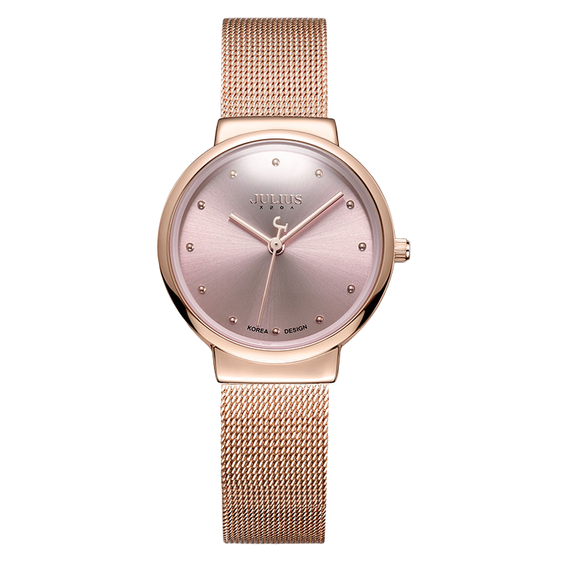 Julius Women's Watch Fashion Series, Korean Style Simple Versatile Student Waterproof Quartz Ladies Watch, Rose Gold JA-426LF