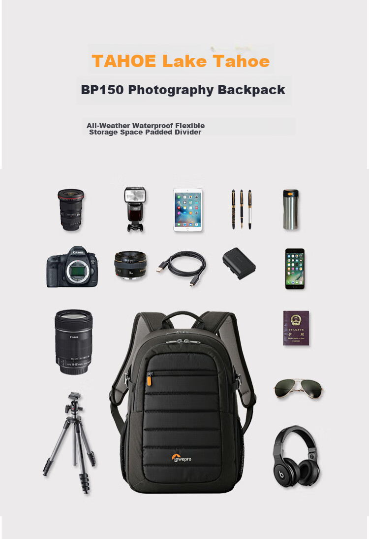 LOWEPROleshebao Camera Bag, Tahoe BP150 Professional Backpack Photography Bag for Men And Women, Sports Camera Bag for DSLR And Mirrorless Cameras, Multifunctional Drone Bag, Blue (LP36893-PWW) 3