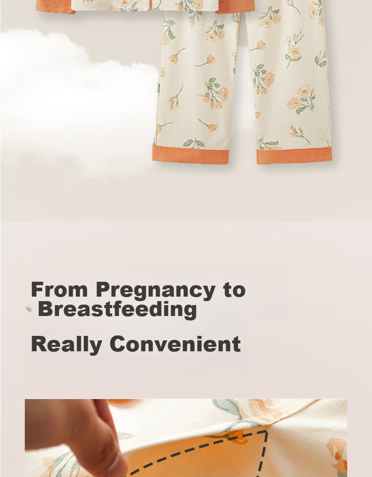 JOYNCLEON Maternity Pajamas, Soft And Breathable for Spring And Summer, Nursing Wear for Pregnant Women, Postpartum Loungewear, XL Jyz62756 11