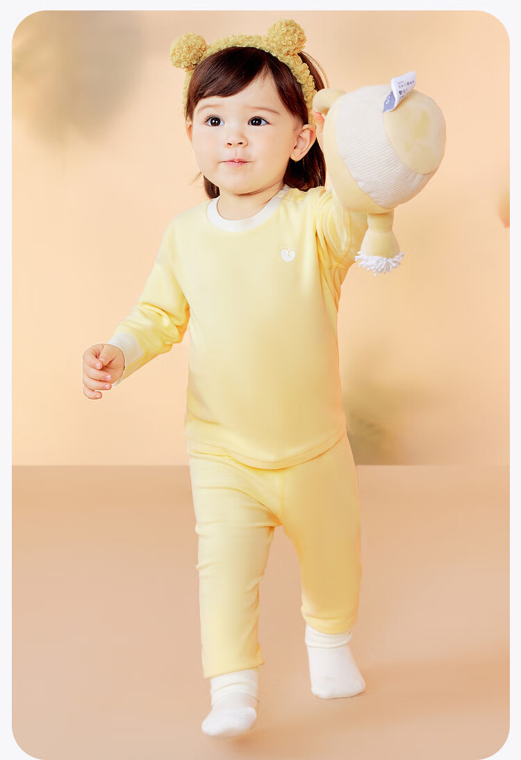 Minibala [Plant Core] Autumn And Winter High-Waist Tummy Protection Thermal Underwear Set for Boys And Girls, Baby Pajamas 6