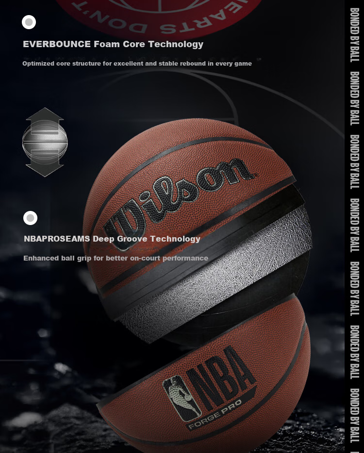 Wilson NBA FORGE PRO Indoor/outdoor Adult Basketball, Size 7 5