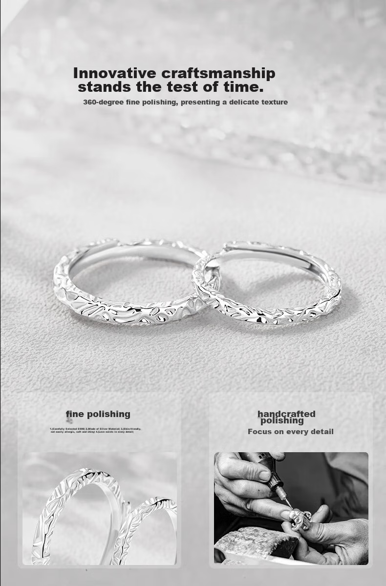 MANHE S999 Sterling Silver Couple Rings, One Pair Engagement Diamond Rings for Women And Men, Tail Ring, Valentine's Day Gift for Girlfriend 6