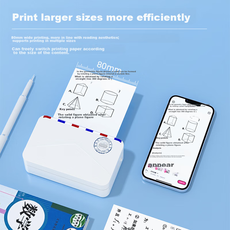 MR.IN 3-Inch Wide High-Definition Error Correction Printer M03A, Specialized for Middle School Students, Thermal Pocket Learning Printer, Compact Home Portable Error Correction Organizer, Compatible with 2-Inch