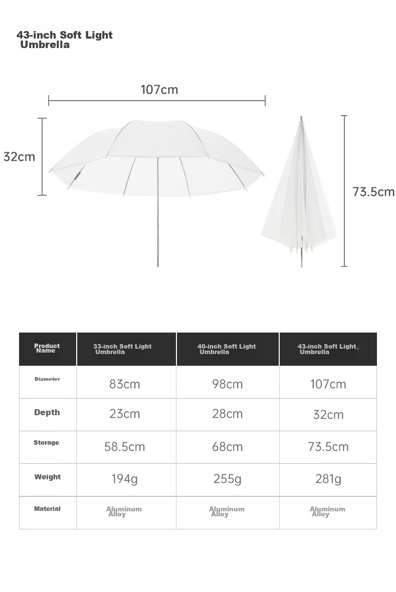 AMBITFUL Soft Light Umbrella 40-Inch Studio Soft Light Umbrella, Reflector Umbrella, Photography Umbrella, ID Umbrella, Studio Umbrella, Portrait And Still Life Soft Light Photography Umbrella, Light Blocking Umbrella 16