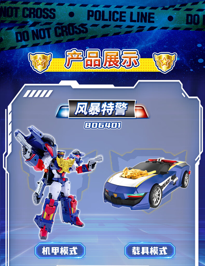 MinitegongduiX Storm Special Police Seven Super Battle Force Transforming Mecha Dual-Form Fule Zhanqi Toy, Gift for Young Boys 4